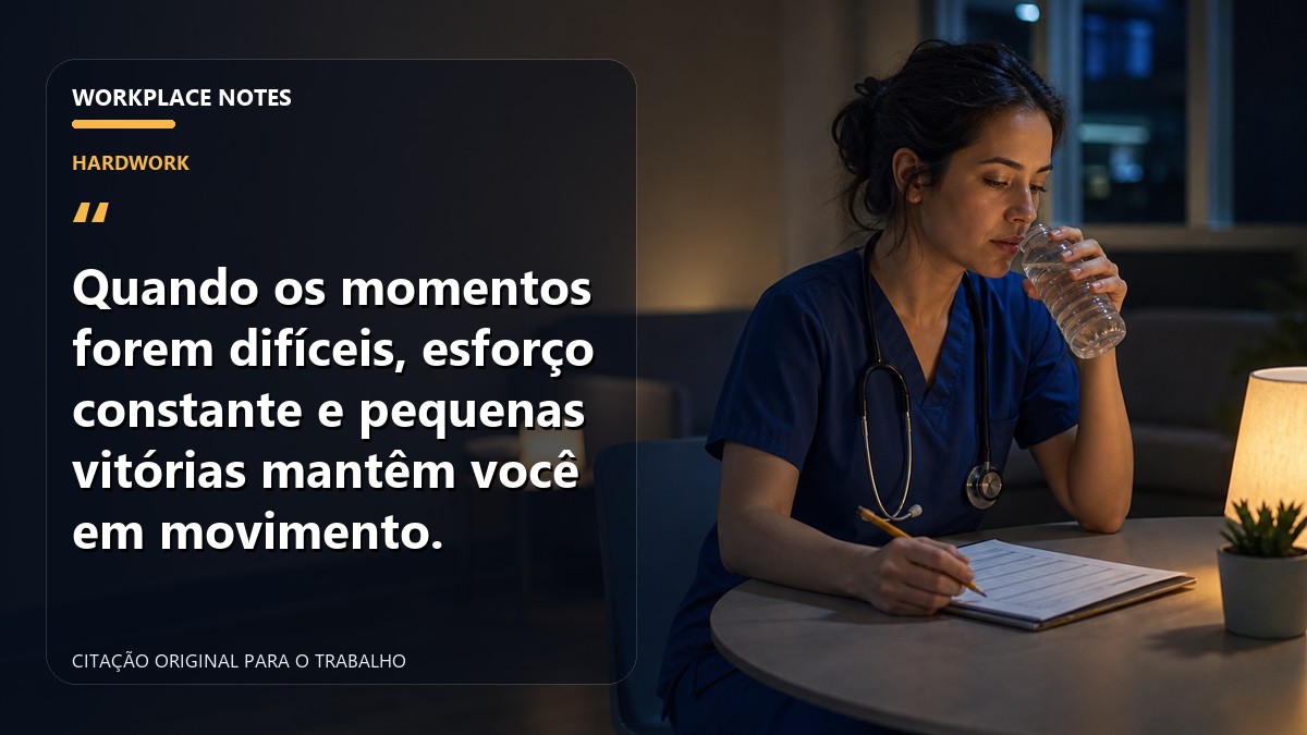 Quando os momentos forem difíceis, esforço constante e pequenas vitórias mantêm você em movimento.