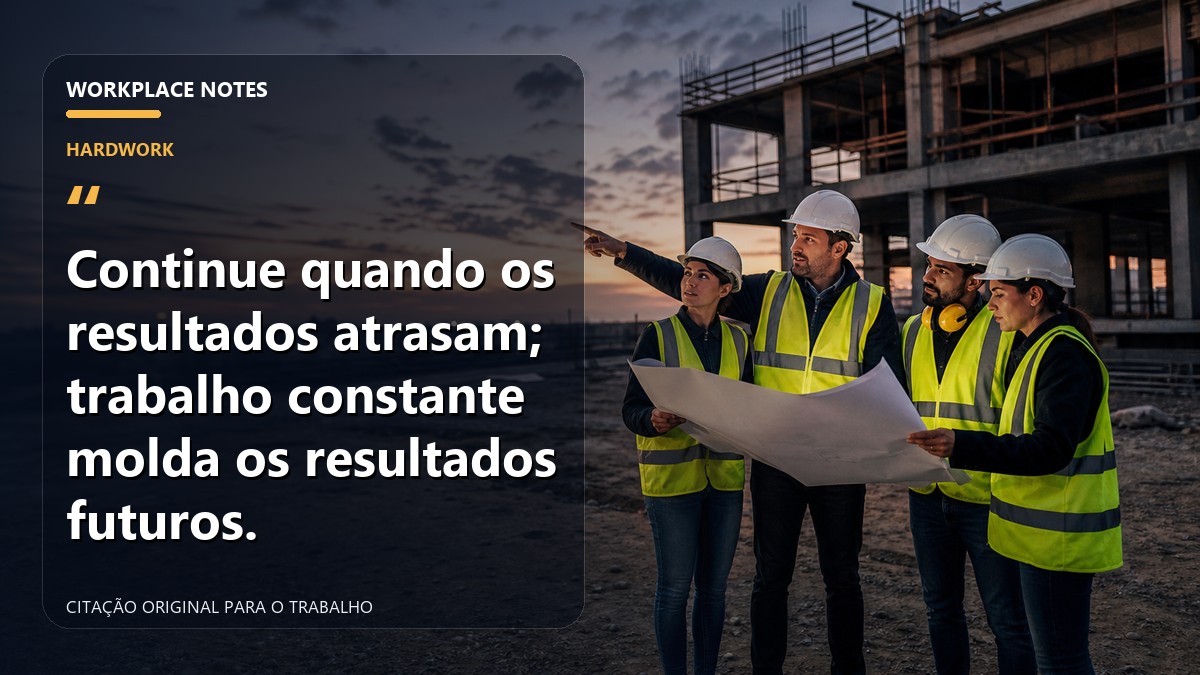 Continue quando os resultados atrasam; trabalho constante molda os resultados futuros.