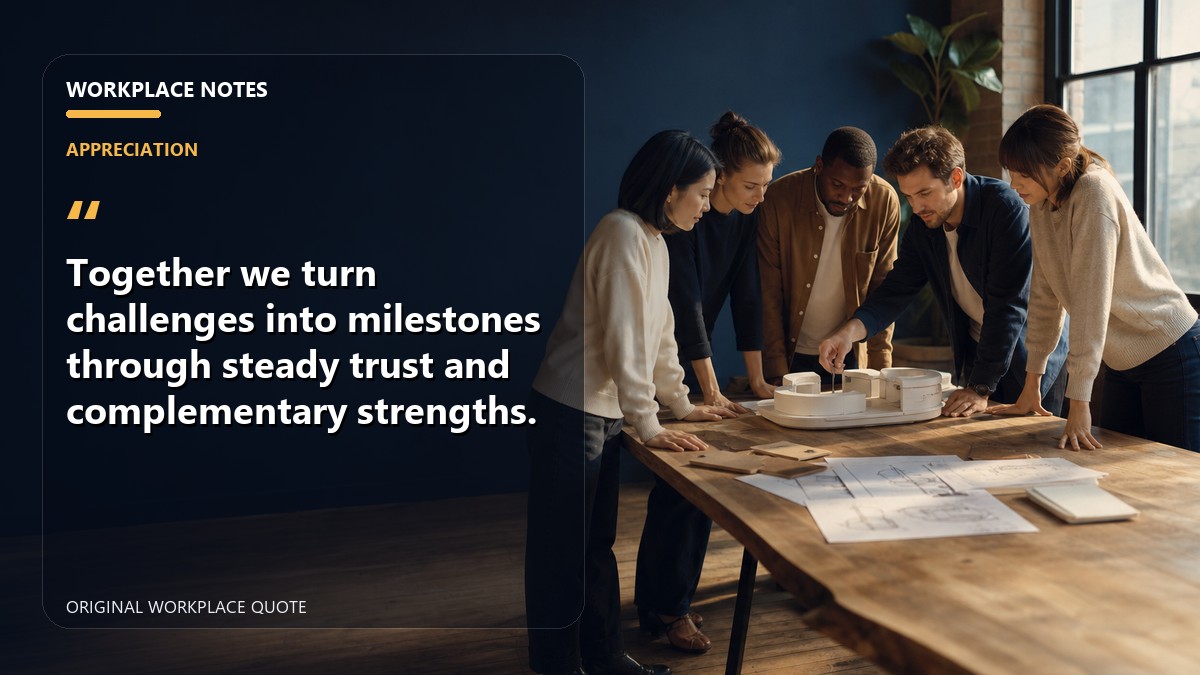Together we turn challenges into milestones through steady trust and complementary strengths.