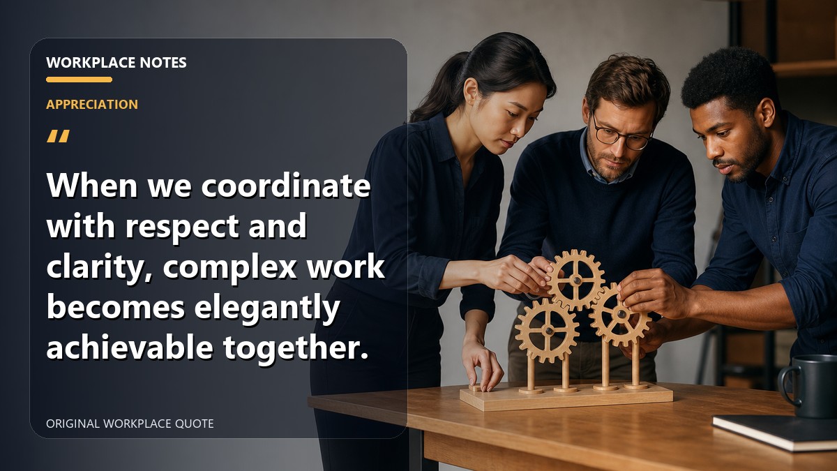 When we coordinate with respect and clarity, complex work becomes elegantly achievable together.