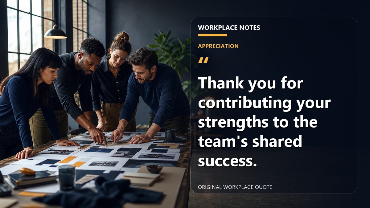 Thank you for contributing your strengths to the team's shared success.