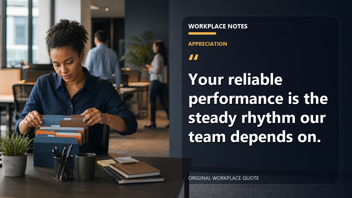Your reliable performance is the steady rhythm our team depends on.