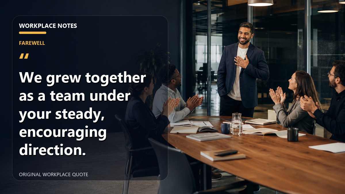 We grew together as a team under your steady, encouraging direction.
