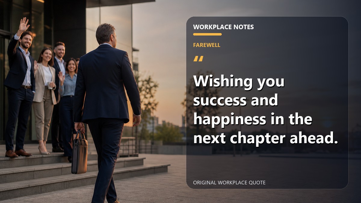 Wishing you success and happiness in the next chapter ahead.