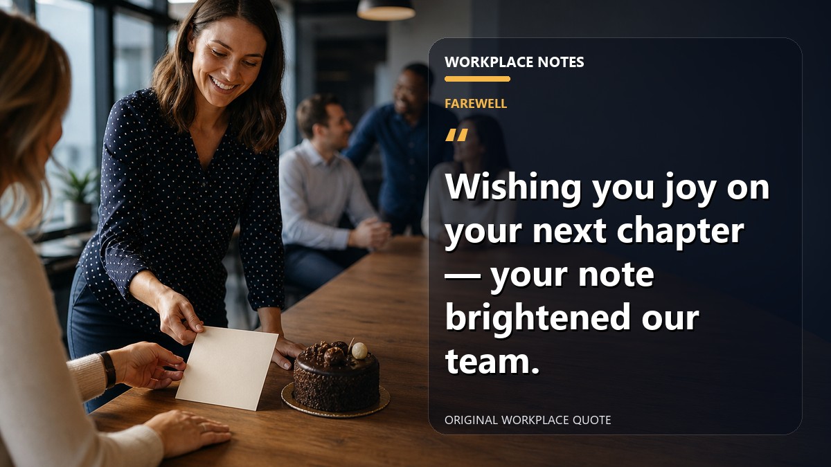 Wishing you joy on your next chapter — your note brightened our team.
