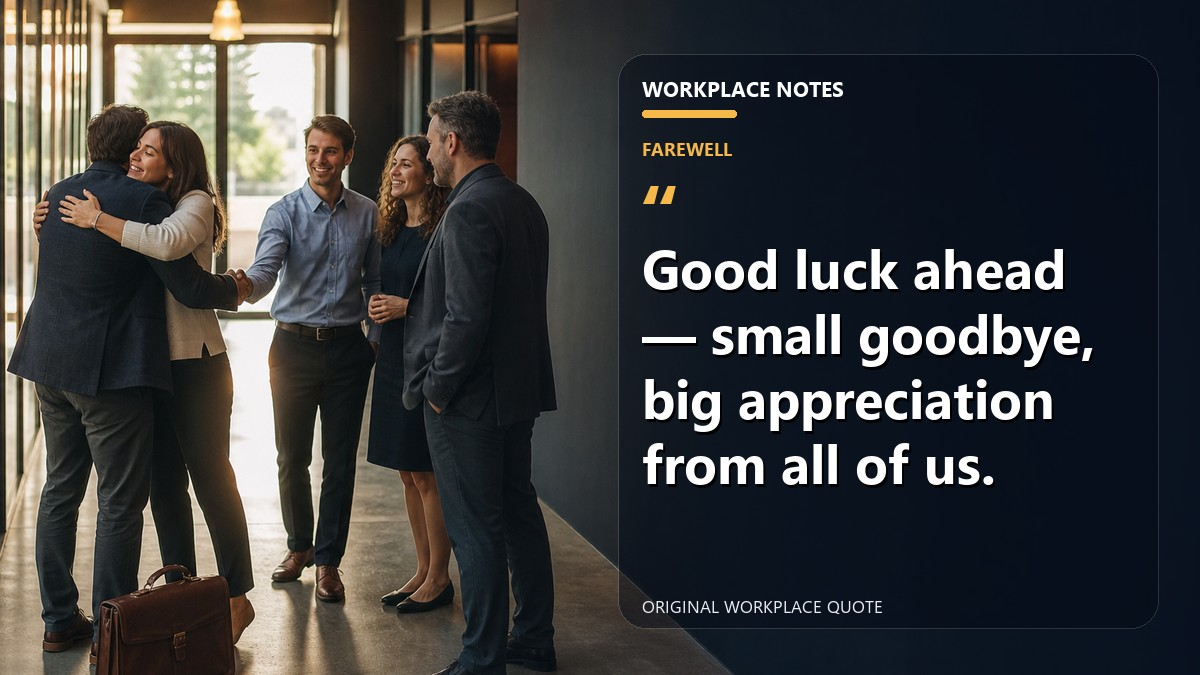 Good luck ahead — small goodbye, big appreciation from all of us.