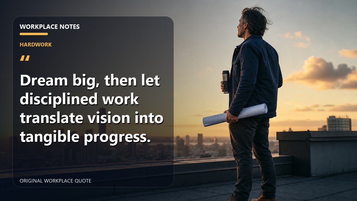 Dream big, then let disciplined work translate vision into tangible progress.