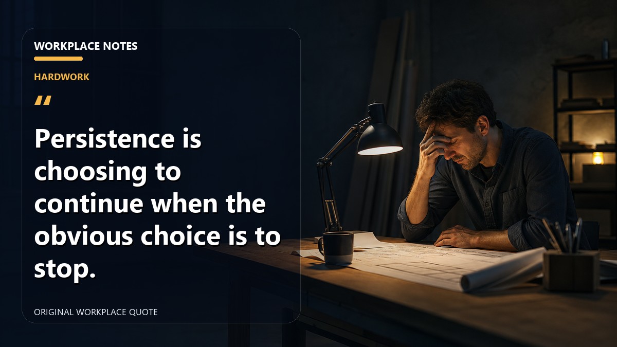 Persistence is choosing to continue when the obvious choice is to stop.