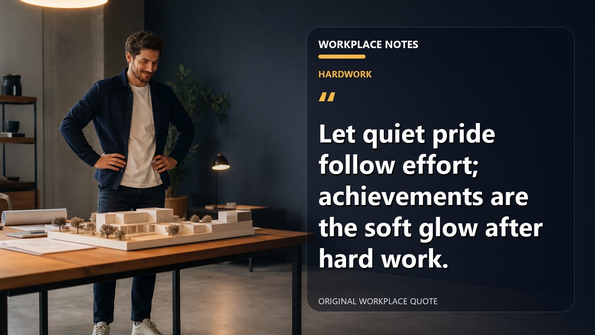 Let quiet pride follow effort; achievements are the soft glow after hard work.