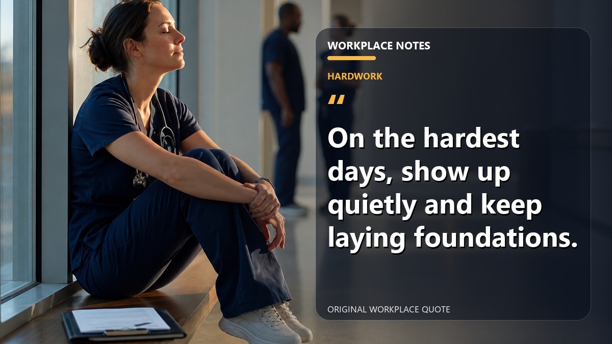 On the hardest days, show up quietly and keep laying foundations.