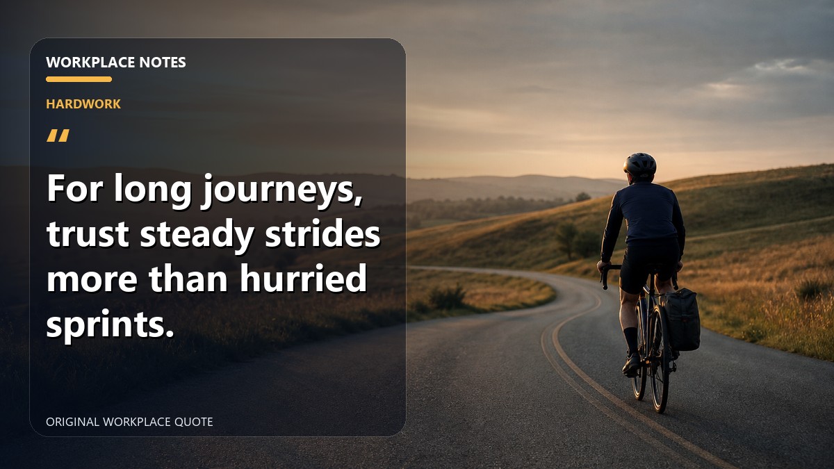 For long journeys, trust steady strides more than hurried sprints.