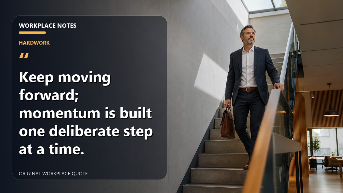 Keep moving forward; momentum is built one deliberate step at a time.