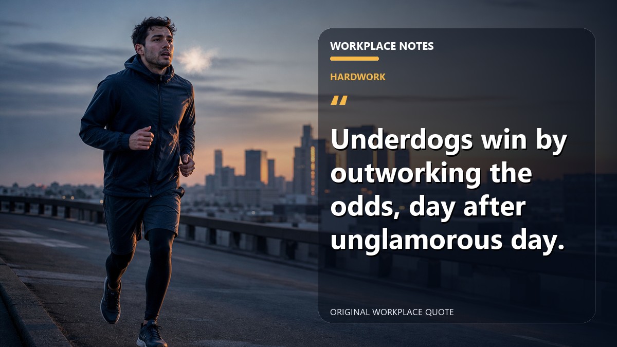 Underdogs win by outworking the odds, day after unglamorous day.