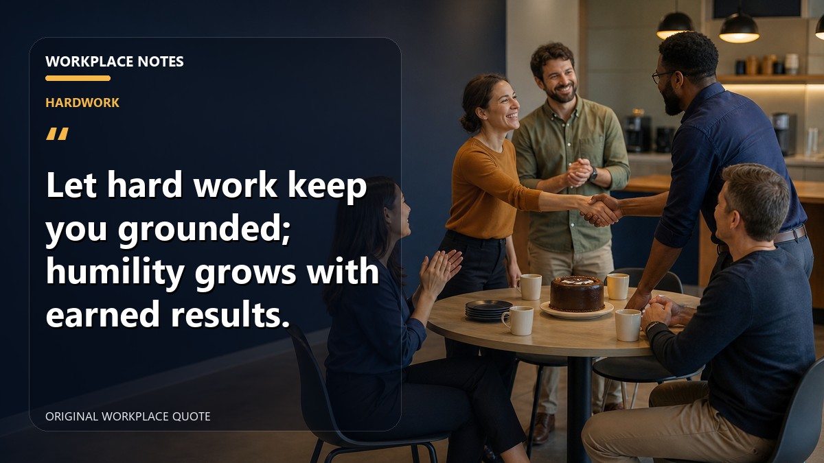 Let hard work keep you grounded; humility grows with earned results.