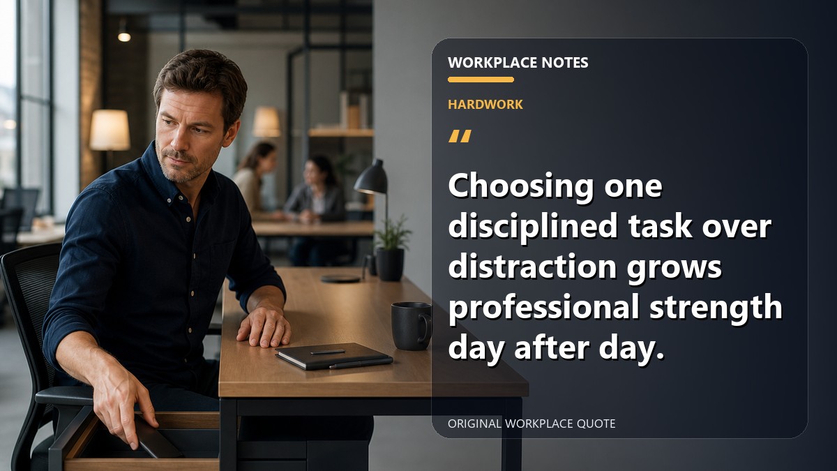 Choosing one disciplined task over distraction grows professional strength day after day.