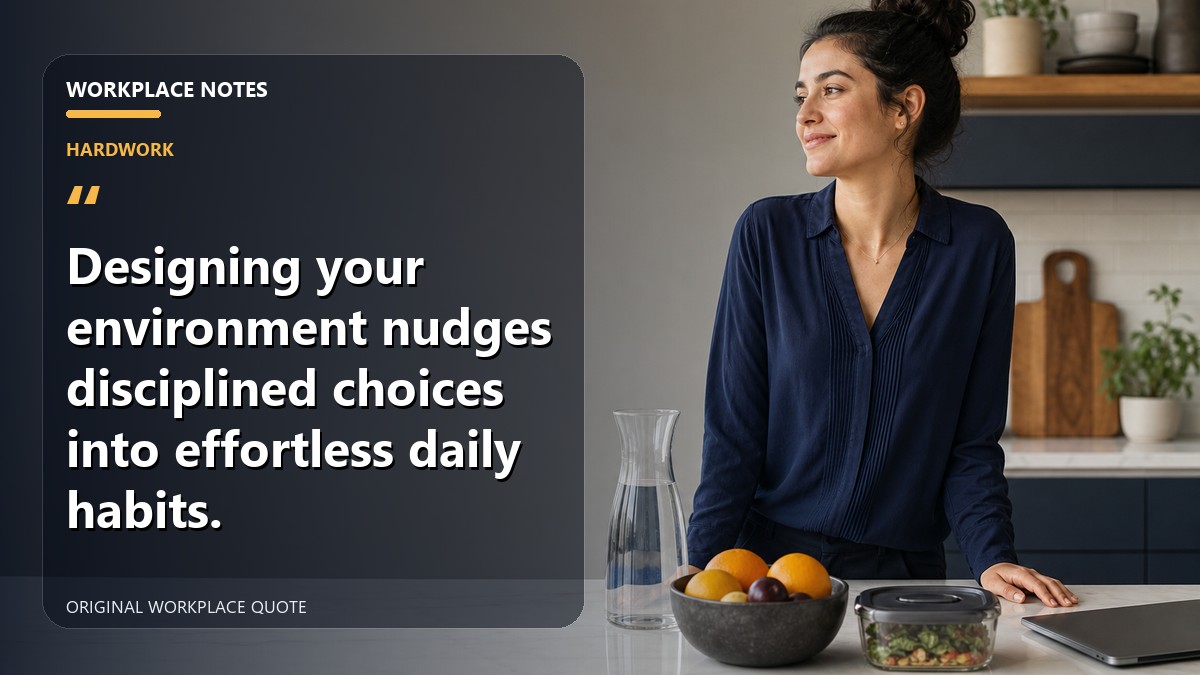 Designing your environment nudges disciplined choices into effortless daily habits.