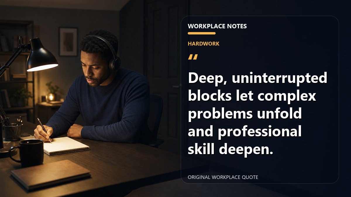 Deep, uninterrupted blocks let complex problems unfold and professional skill deepen.
