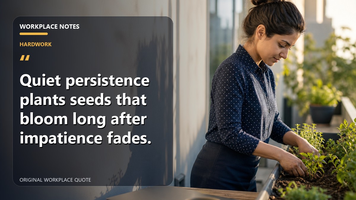 Quiet persistence plants seeds that bloom long after impatience fades.