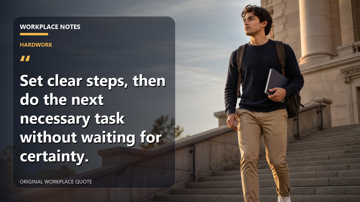 Set clear steps, then do the next necessary task without waiting for certainty.