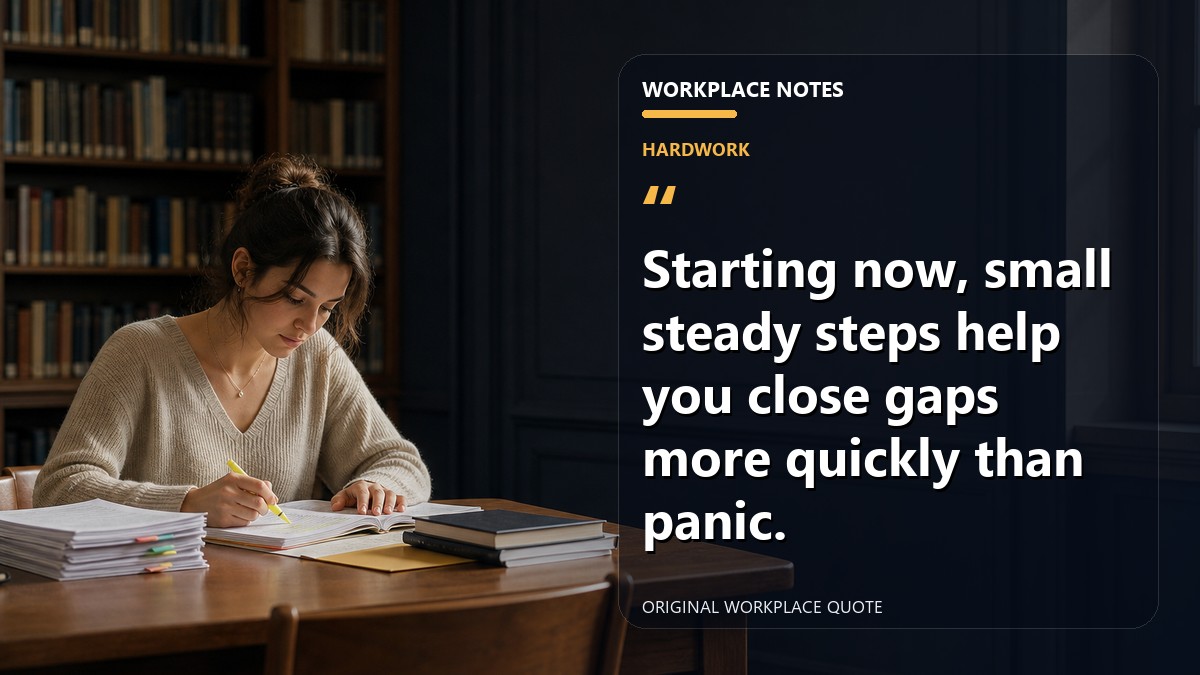 Starting now, small steady steps help you close gaps more quickly than panic.