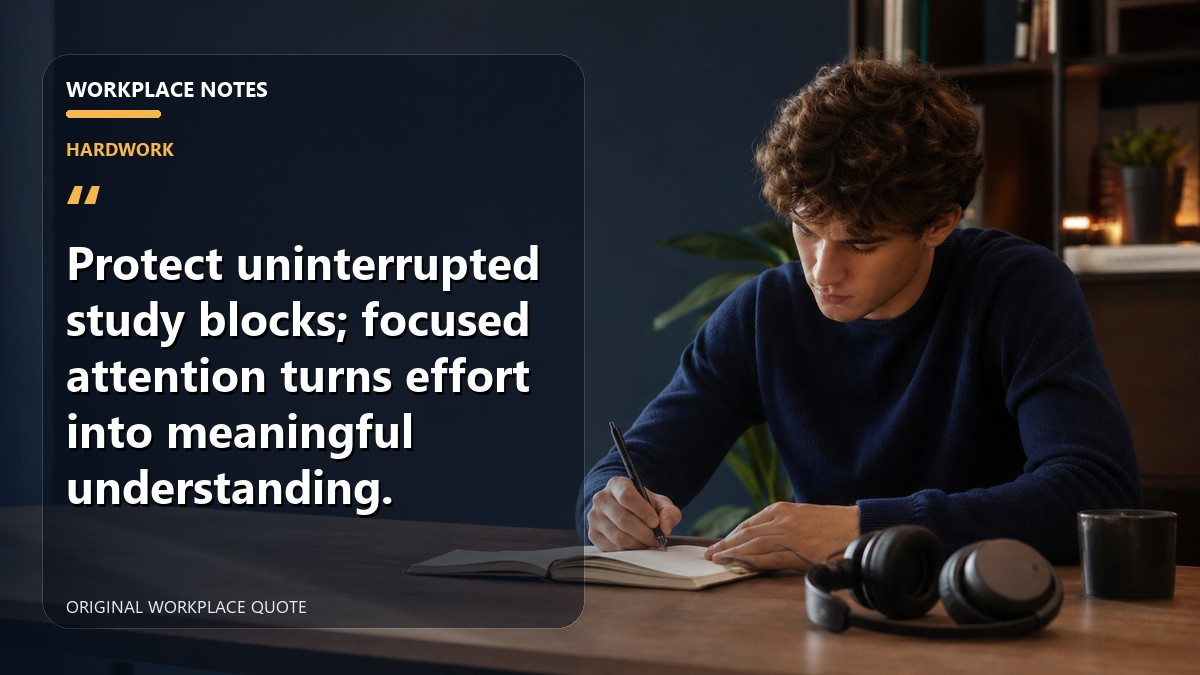Protect uninterrupted study blocks; focused attention turns effort into meaningful understanding.