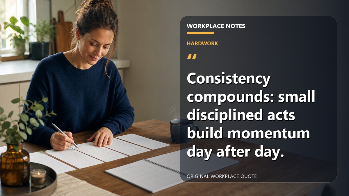 Consistency compounds: small disciplined acts build momentum day after day.