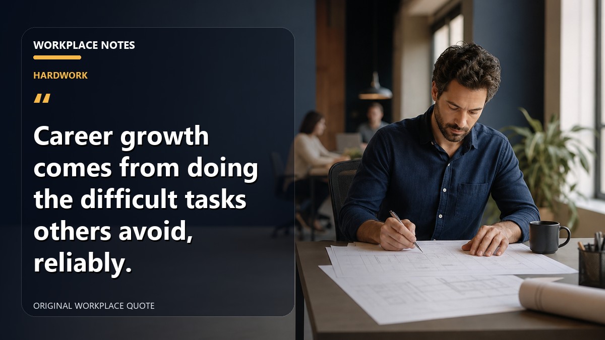 Career growth comes from doing the difficult tasks others avoid, reliably.