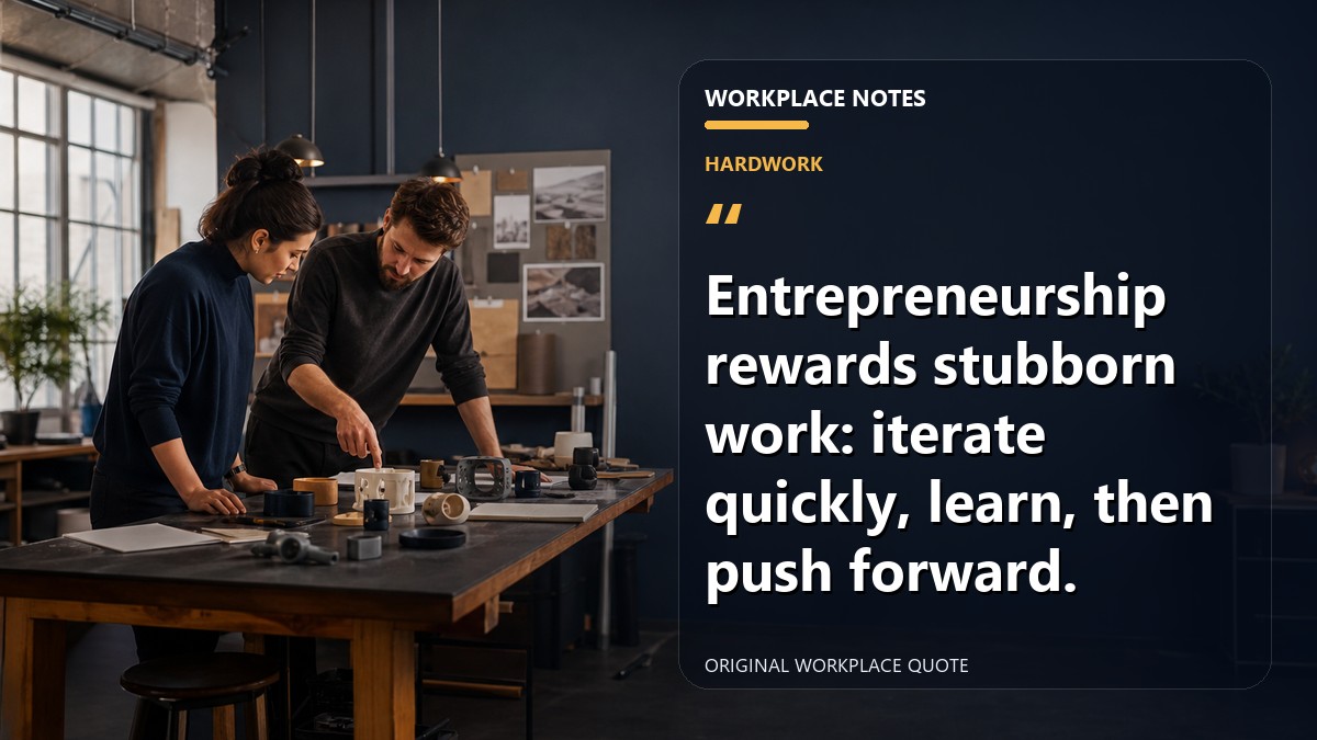 Entrepreneurship rewards stubborn work: iterate quickly, learn, then push forward.