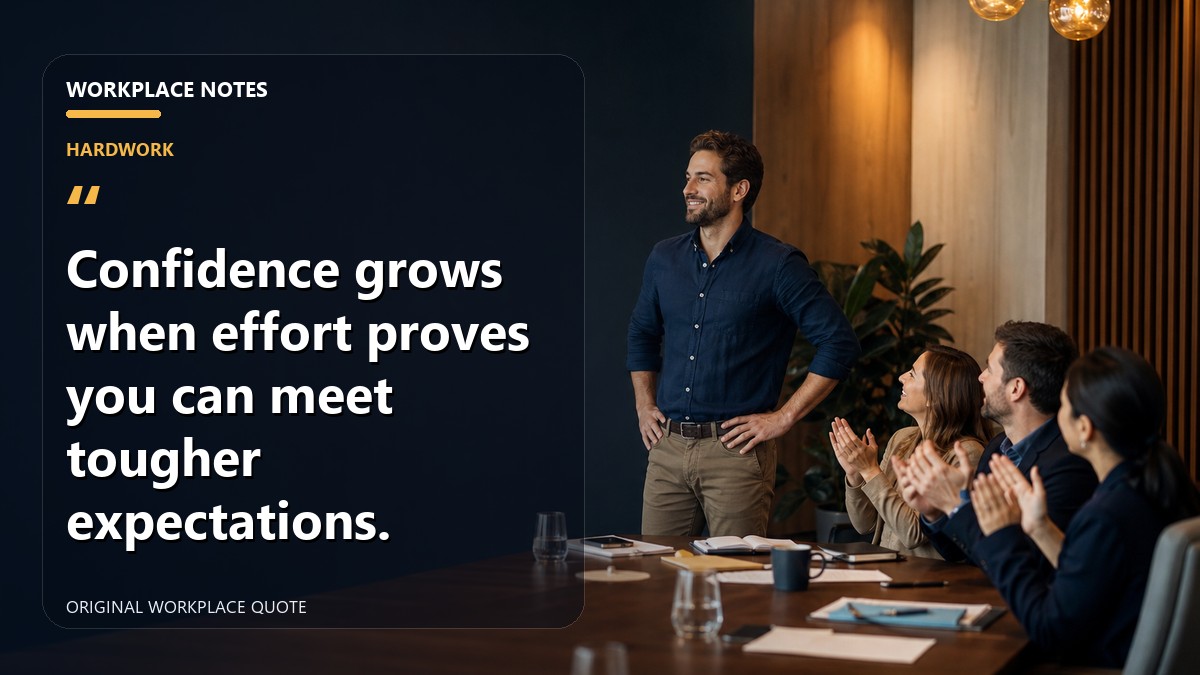 Confidence grows when effort proves you can meet tougher expectations.
