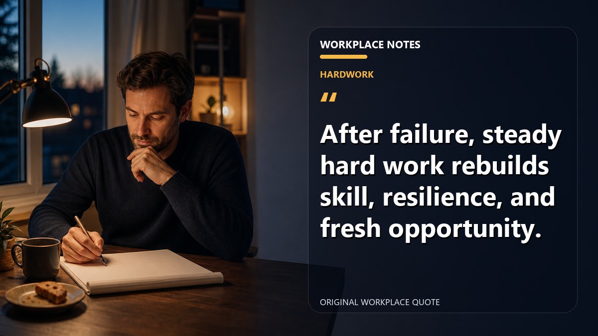 After failure, steady hard work rebuilds skill, resilience, and fresh opportunity.