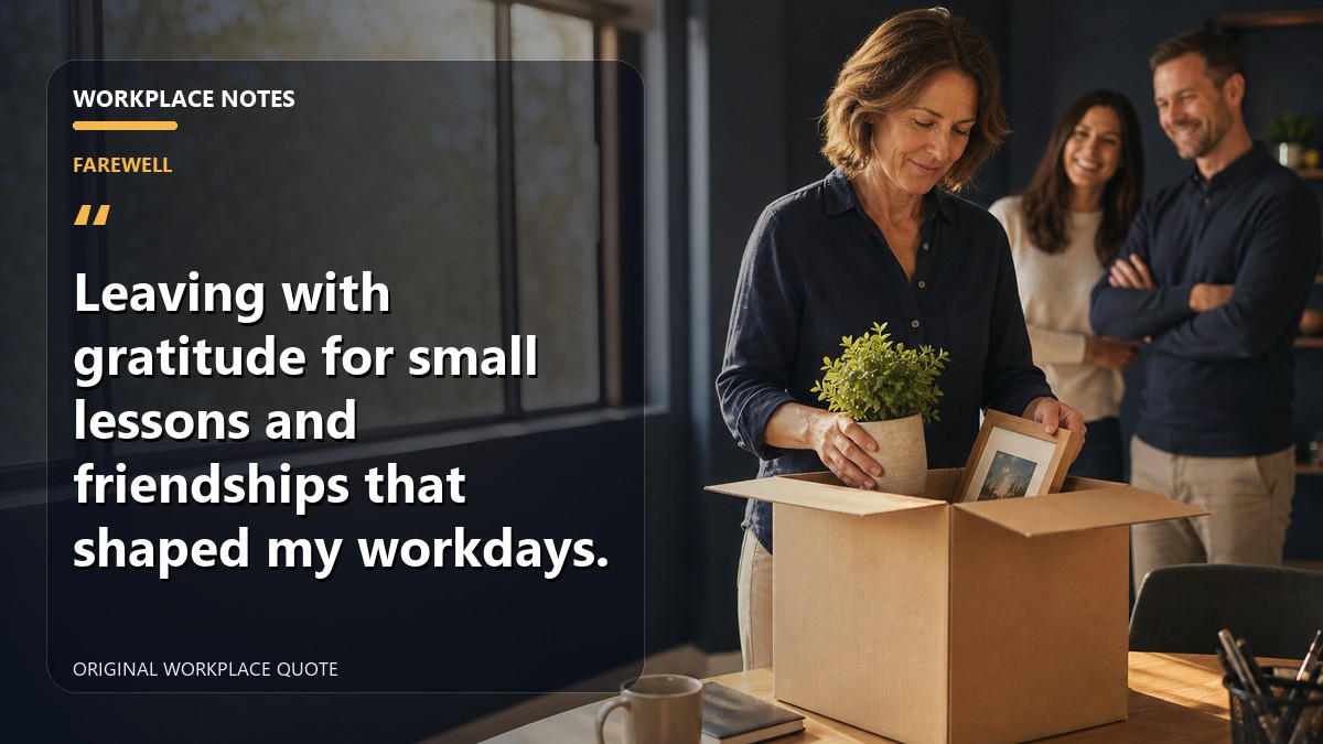 Leaving with gratitude for small lessons and friendships that shaped my workdays.
