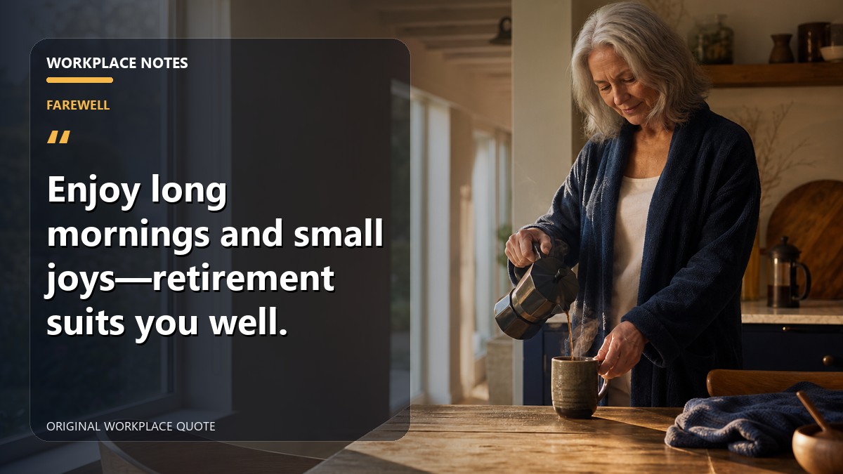 Enjoy long mornings and small joys—retirement suits you well.