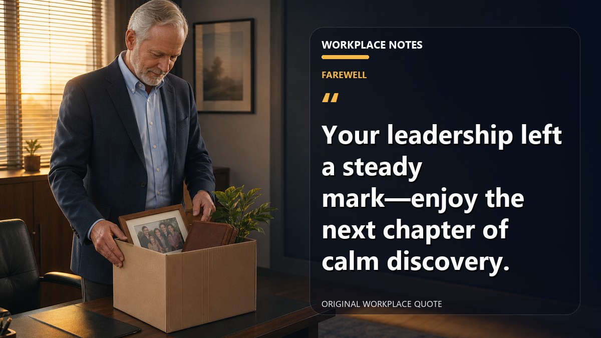 Your leadership left a steady mark—enjoy the next chapter of calm discovery.