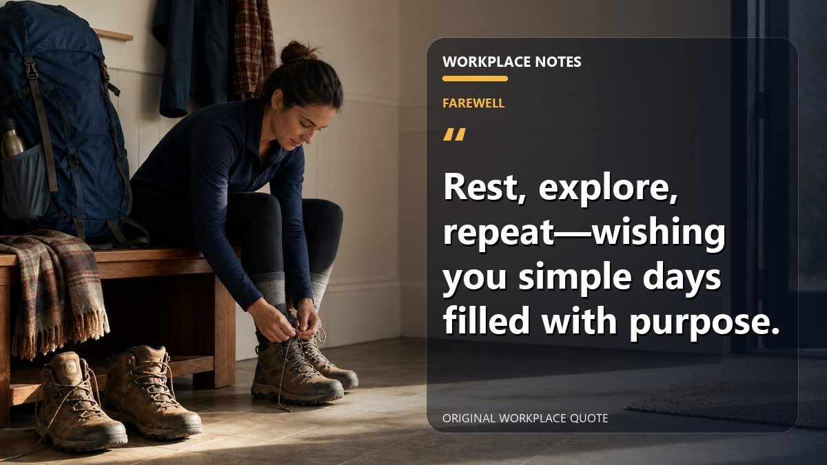 Rest, explore, repeat—wishing you simple days filled with purpose.