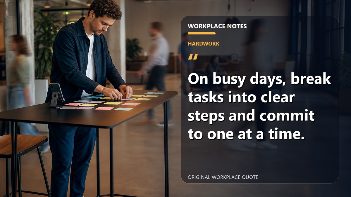 On busy days, break tasks into clear steps and commit to one at a time.