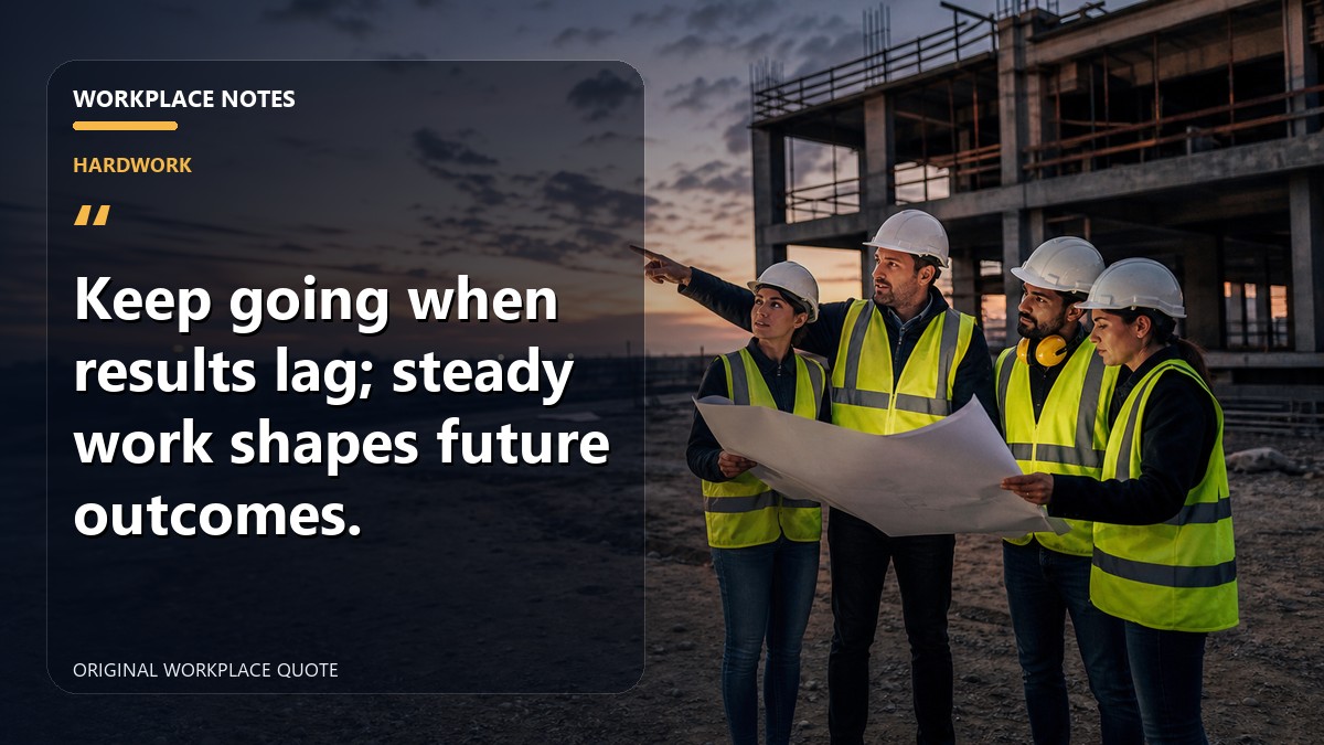 Keep going when results lag; steady work shapes future outcomes.