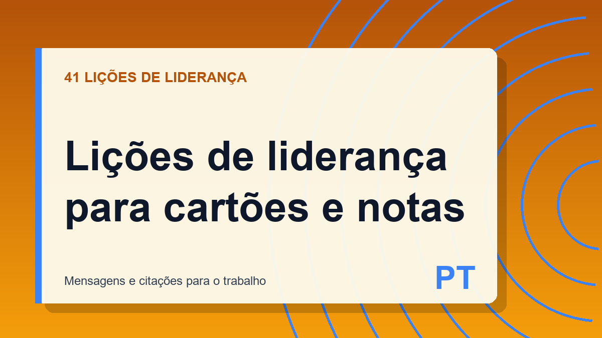 Lições de liderança para cartões e notas