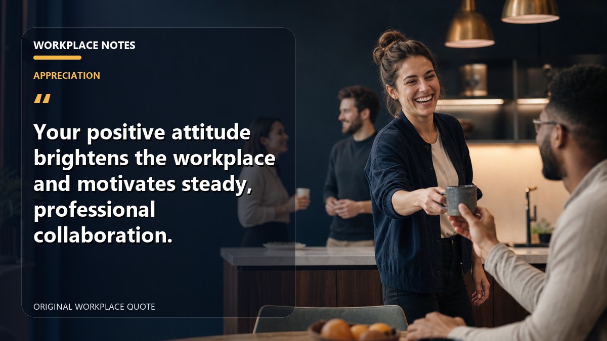 Your positive attitude brightens the workplace and motivates steady, professional collaboration.