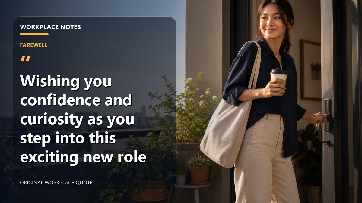 Wishing you confidence and curiosity as you step into this exciting new role