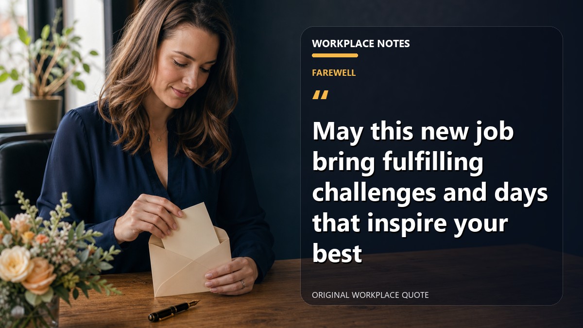 May this new job bring fulfilling challenges and days that inspire your best