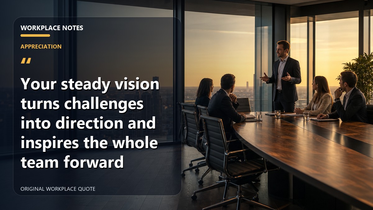 Your steady vision turns challenges into direction and inspires the whole team forward