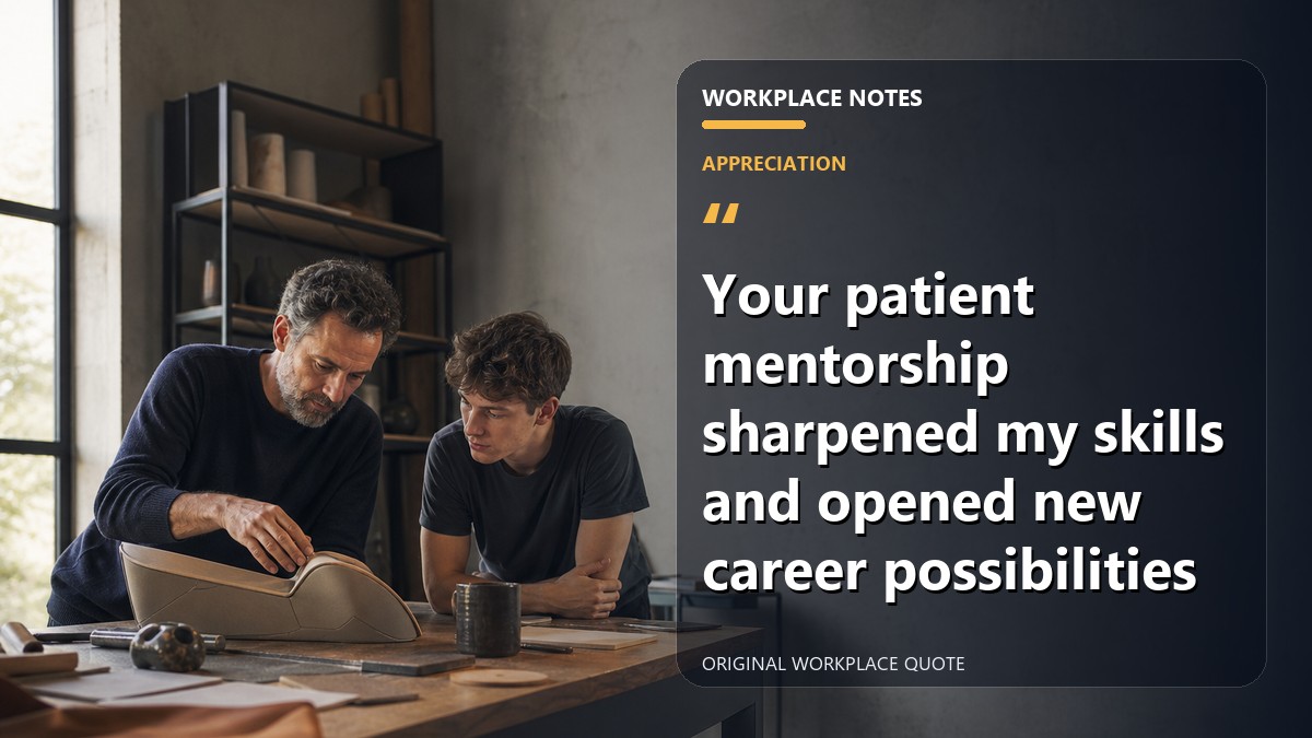 Your patient mentorship sharpened my skills and opened new career possibilities