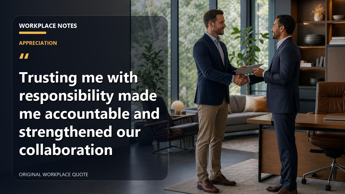 Trusting me with responsibility made me accountable and strengthened our collaboration