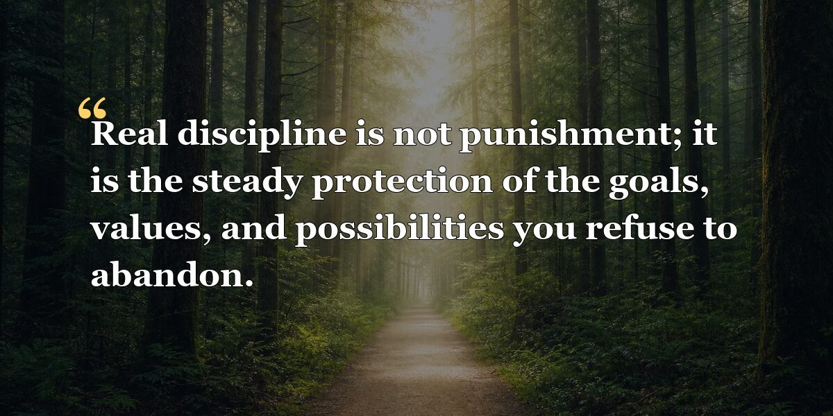 Real discipline is not punishment; it is the steady protection of the goals, values, and possibilities you refuse to abandon.