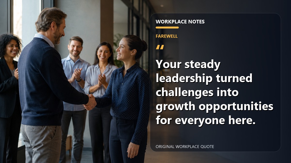 Your steady leadership turned challenges into growth opportunities for everyone here.