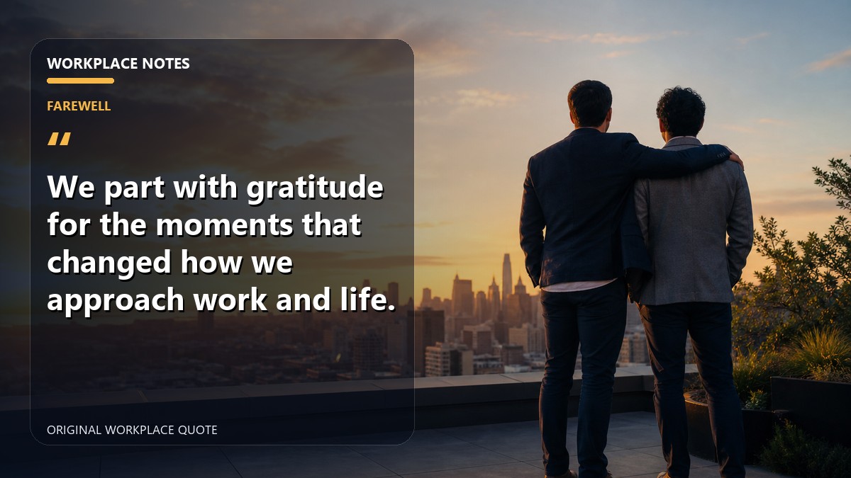 We part with gratitude for the moments that changed how we approach work and life.