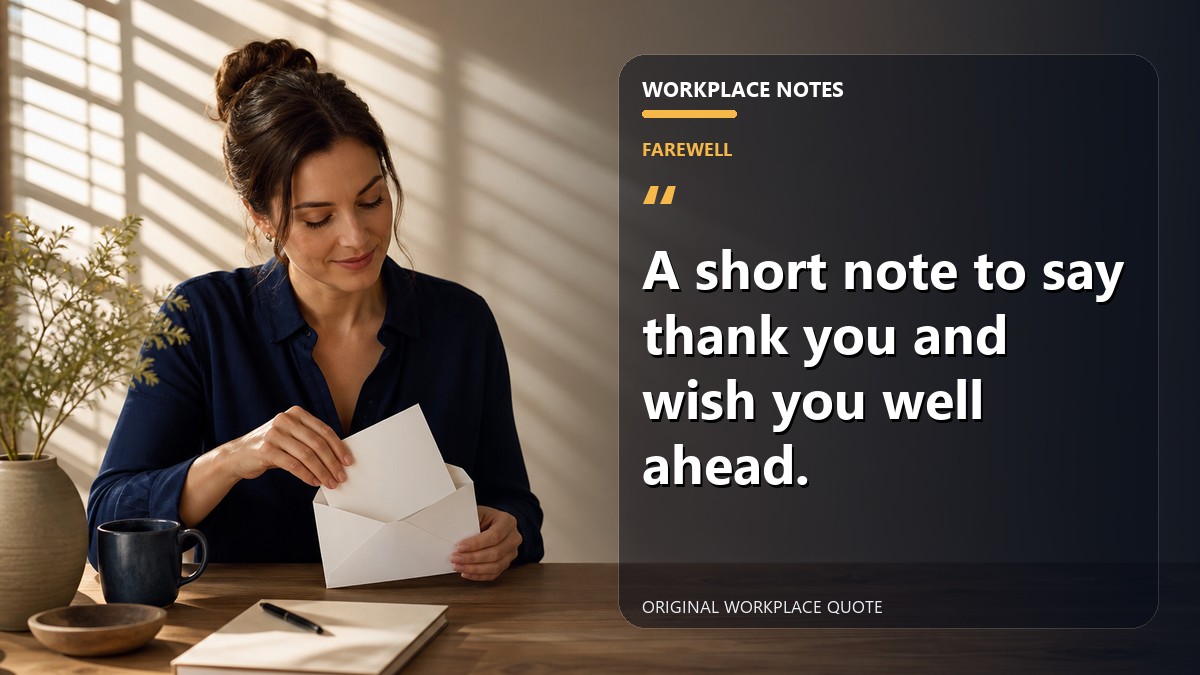 A short note to say thank you and wish you well ahead.