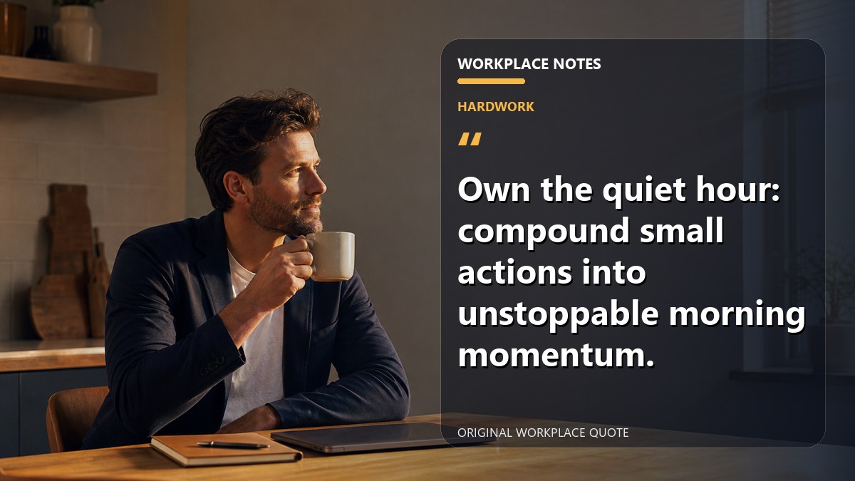 Own the quiet hour: compound small actions into unstoppable morning momentum.