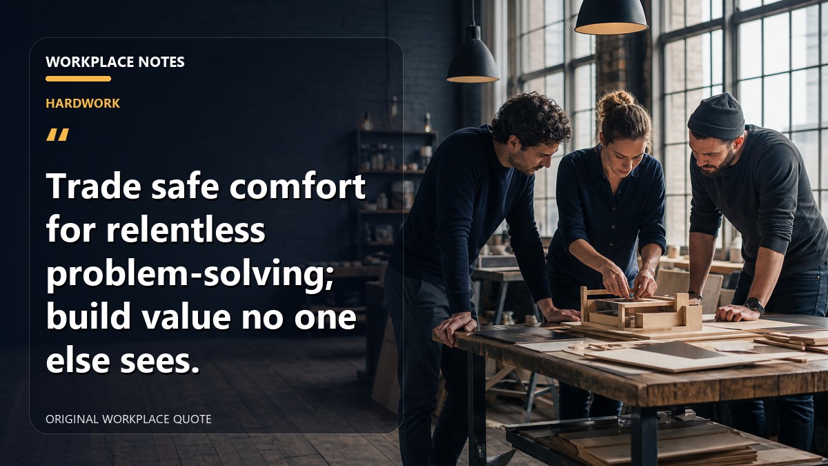 Trade safe comfort for relentless problem-solving; build value no one else sees.