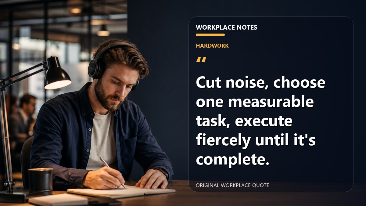 Cut noise, choose one measurable task, execute fiercely until it's complete.